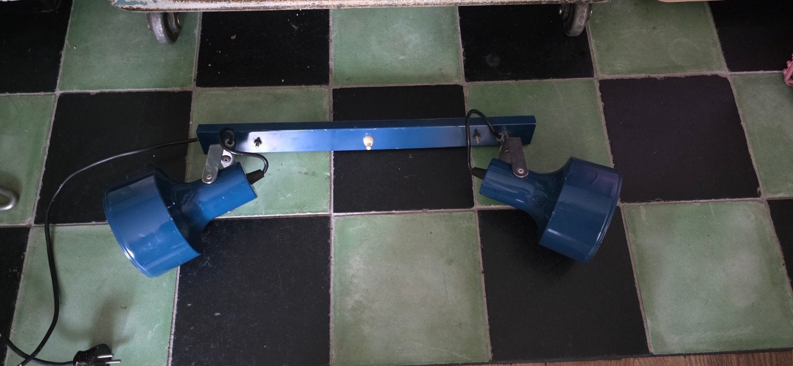 vintage blauwe spot met Twee Verstelbare Spots, Blauw, Gebruikt, Verstelbaar, Plafondspot