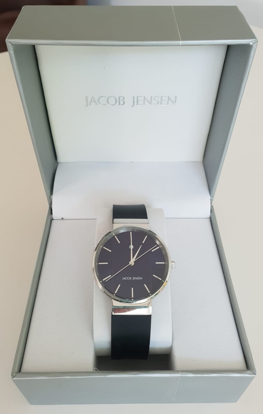 Prachtig heren horloge van Jacob Jensen. Wijzerplaat blauw., Sieraden, Tassen en Uiterlijk, Horloges | Heren, Overige merken, Gebruikt