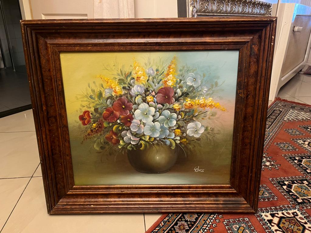 Olieverf bloemen stilleven schilderij, Antiek en Kunst, Kunst | Schilderijen | Klassiek, Ophalen of Verzenden