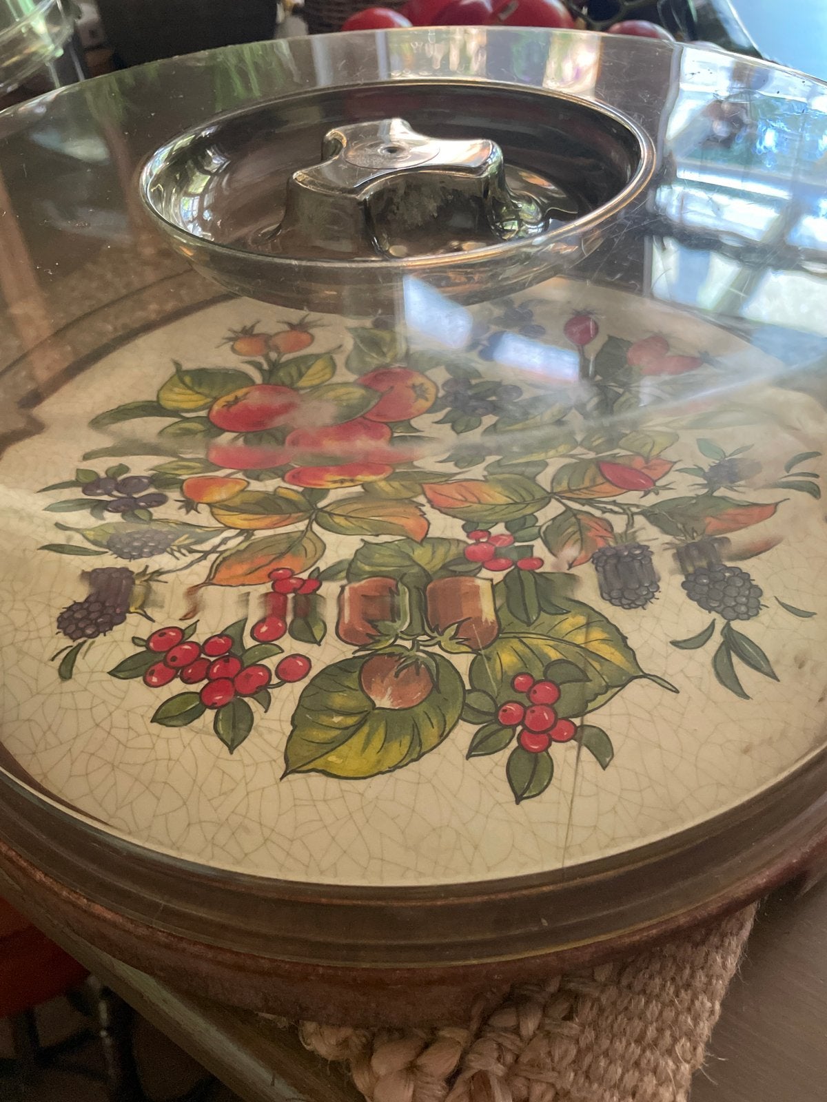 BIED EN GENIET Vintage Taartstolp met Fruitdecoratie, Ophalen, Meerkleurig, Glas, Overige typen