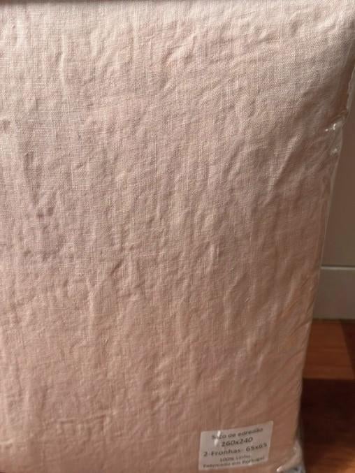 100% linnen dekbedovertrek 260x240 met slopen Poederroze, Dekbedovertrek, Ophalen of Verzenden, Roze, Nieuw