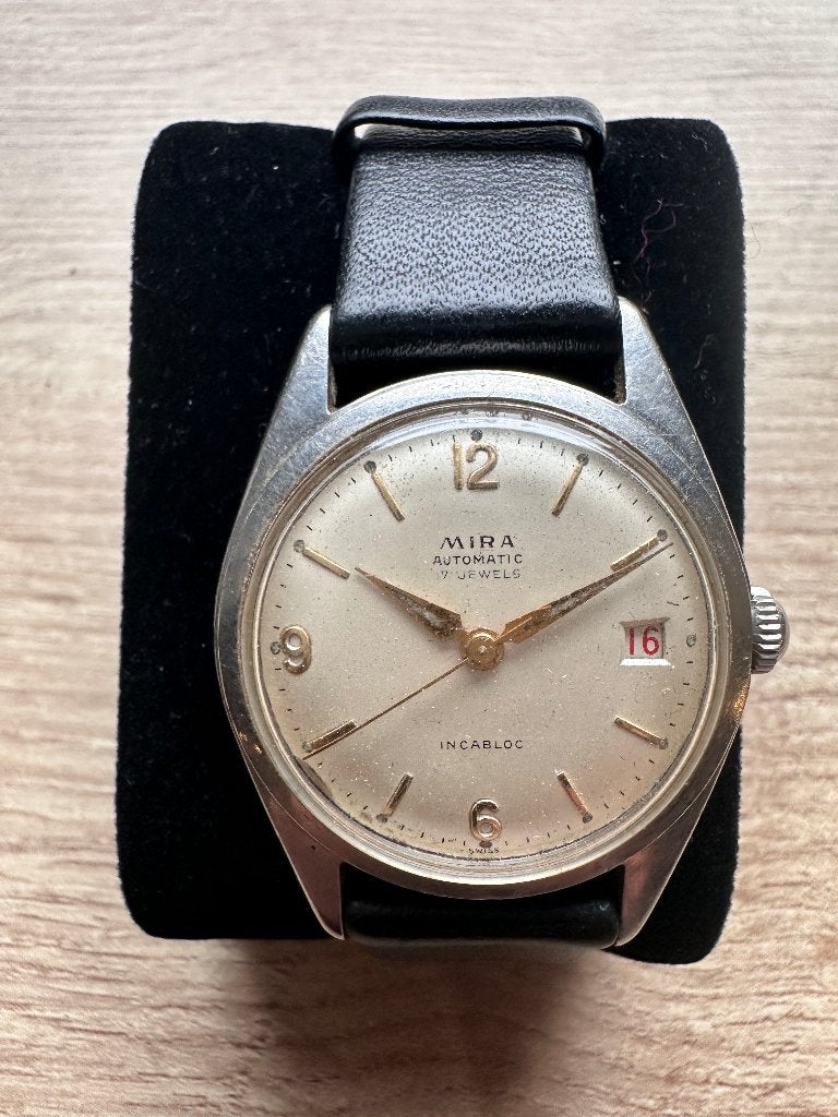 Vintage Mira Automatic – 17 jewels – Zwitsers – jaren 50/60, Overige merken, Staal, Polshorloge, Ophalen of Verzenden
