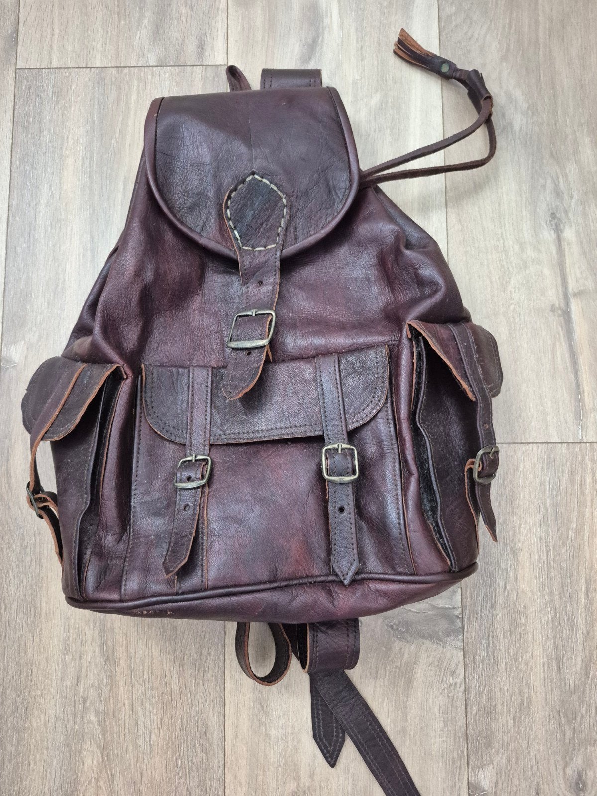 Te koop mooie nieuwe bruine leren rugtas, Ophalen of Verzenden, Nieuw, Overige merken, 30 tot 45 cm