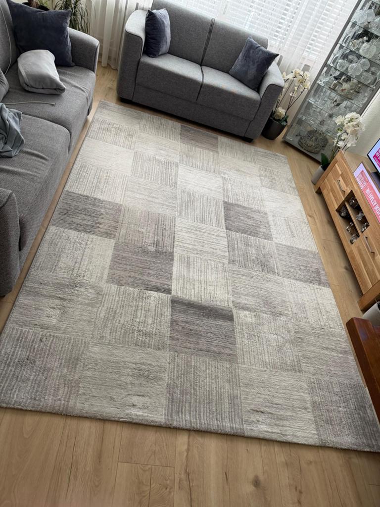 Modern grijs/wit vloerkleed - Sultan collectie (200x290 cm), Ophalen, Gebruikt, Wit, 200 cm of meer
