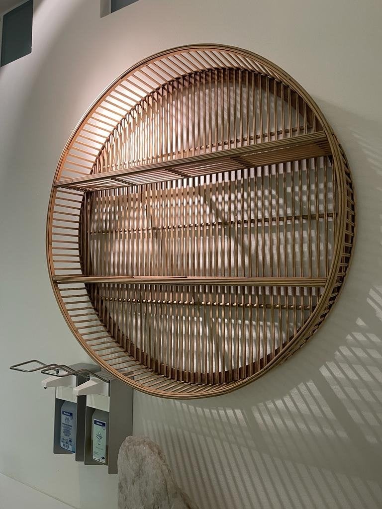 Ronde bamboe wandplank met 2 niveaus, Huis en Inrichting, Ophalen, Gebruikt