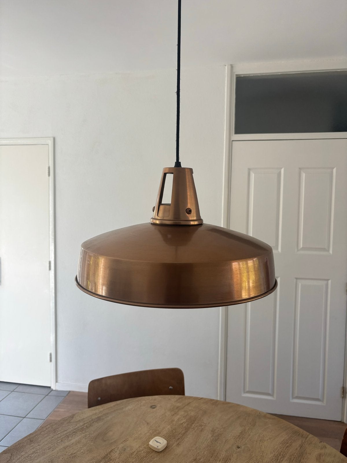 Koperen industriële hanglamp met E27 fitting, Ophalen of Verzenden, Gebruikt, Metaal, E27 (groot)