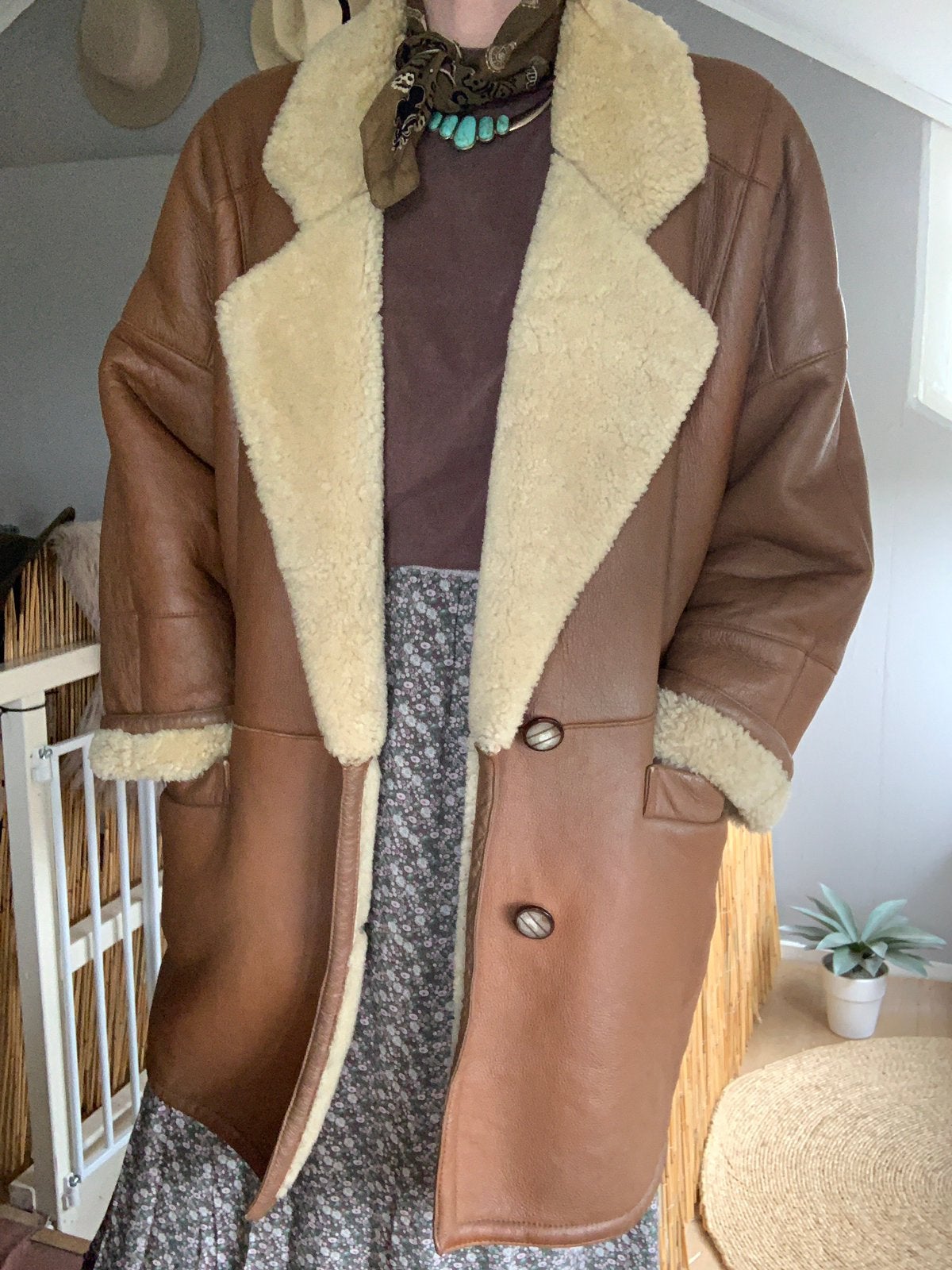 Vintage shearling lammy coat M, Maat 38/40 (M), -, Ophalen of Verzenden, Zo goed als nieuw