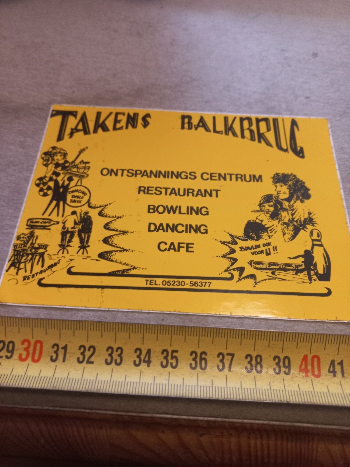 Vintage sticker Takens Balkbrug Ontspannings Centrum, Ophalen of Verzenden, Zo goed als nieuw