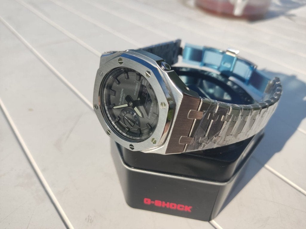 Casio G-shock GA-2100 Zilver Casioak, Ophalen of Verzenden, Zo goed als nieuw, Zilver, Staal