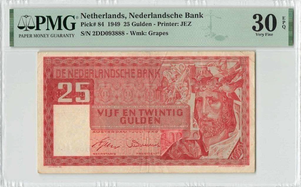 Biljet 25 gulden Salomo, 1949 | PMG 30 EPQ, Postzegels en Munten, Ophalen of Verzenden, 25 gulden