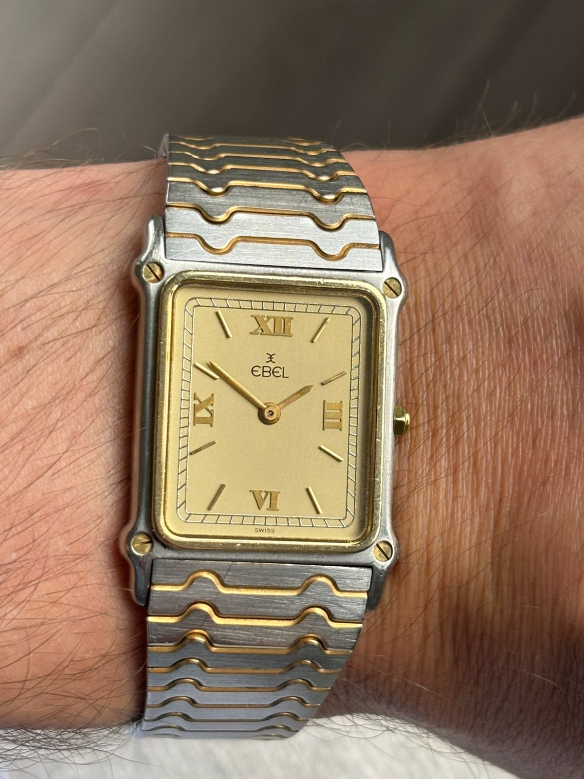 Ebel classic rectangular tank vintage horloge, Ophalen of Verzenden, Staal, Overige merken, 1960 of later