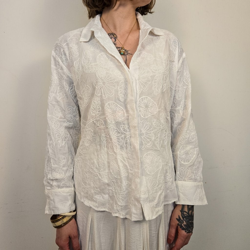 Zara Witte Blouse Dames EUR M, Maat 38/40 (M), Ophalen of Verzenden, Zo goed als nieuw, N.v.t