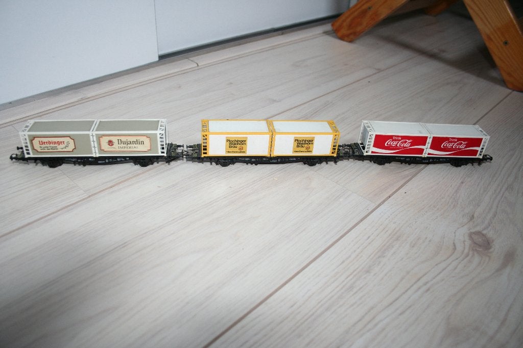 trix/rowa container wagons voor 2 rail, Hobby en Vrije tijd, Modeltreinen | H0, Gelijkstroom, Trix, Wagon, Ophalen of Verzenden