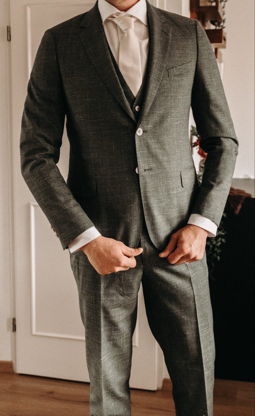 Jac Hensen Trouwpak (Slim Fit) - Maat 54, Kleding | Heren, Kostuums en Colberts, Ophalen of Verzenden, Zo goed als nieuw, Maat 52/54 (L)