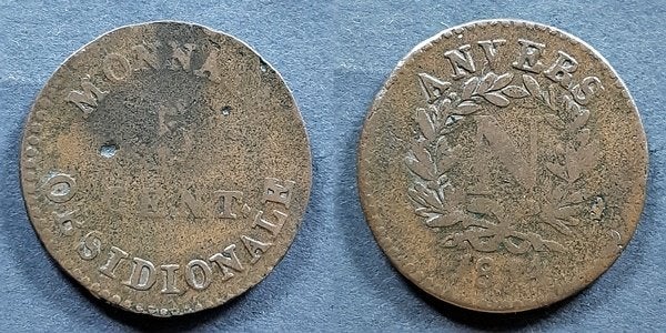 Antwerpen belegeringsmunt 1814, Verzenden, Frankrijk