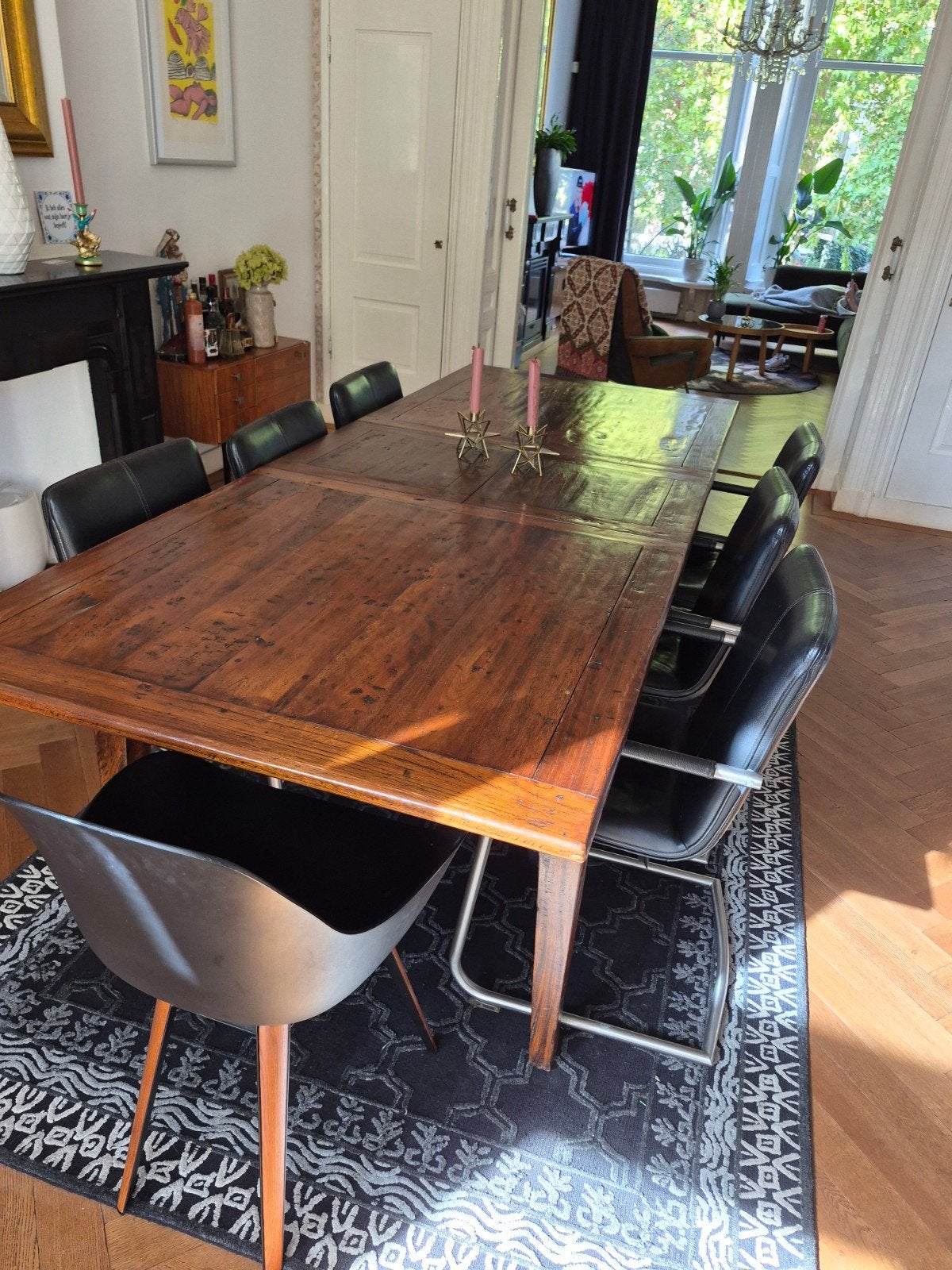 Robuuste houten eettafel - perfect voor gezellige diners, Ophalen, Gebruikt, 200 cm of meer, 50 tot 100 cm