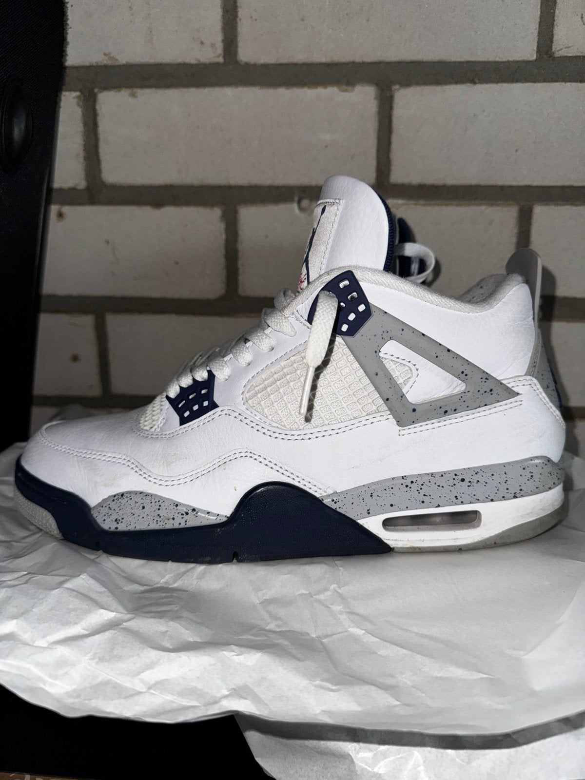 Air Jordan 4 Retro White Midnight Navy, Ophalen of Verzenden, Zo goed als nieuw, Wit