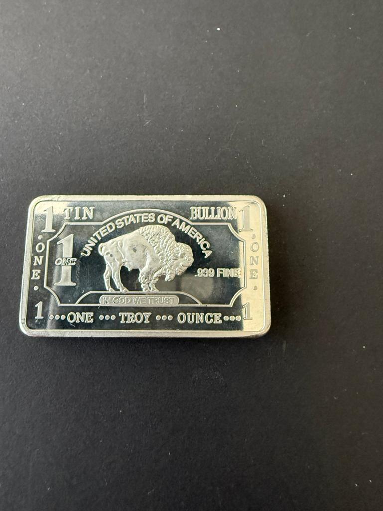 1 Troy Ounce Tin Baar 999 Fijn - United States of America, Ophalen of Verzenden