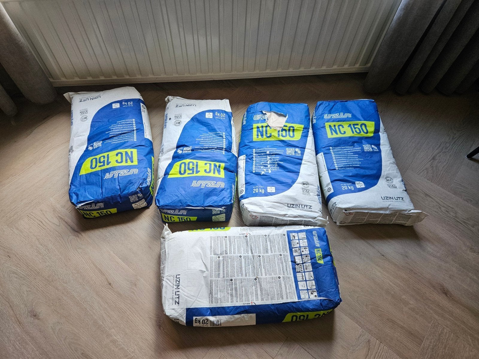 5 zakken Uzin Utz NC 150 Egalisatiemassa Cementgebonden 20kg, Ophalen of Verzenden