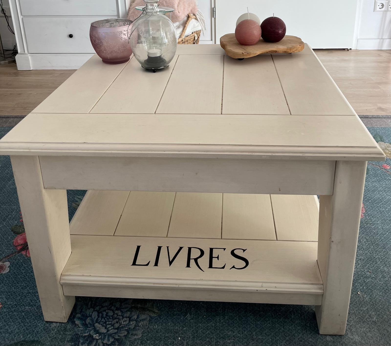 Riviera Maison salontafel bijzettafel wit magazines, Ophalen, Gebruikt, 50 tot 100 cm, Vierkant