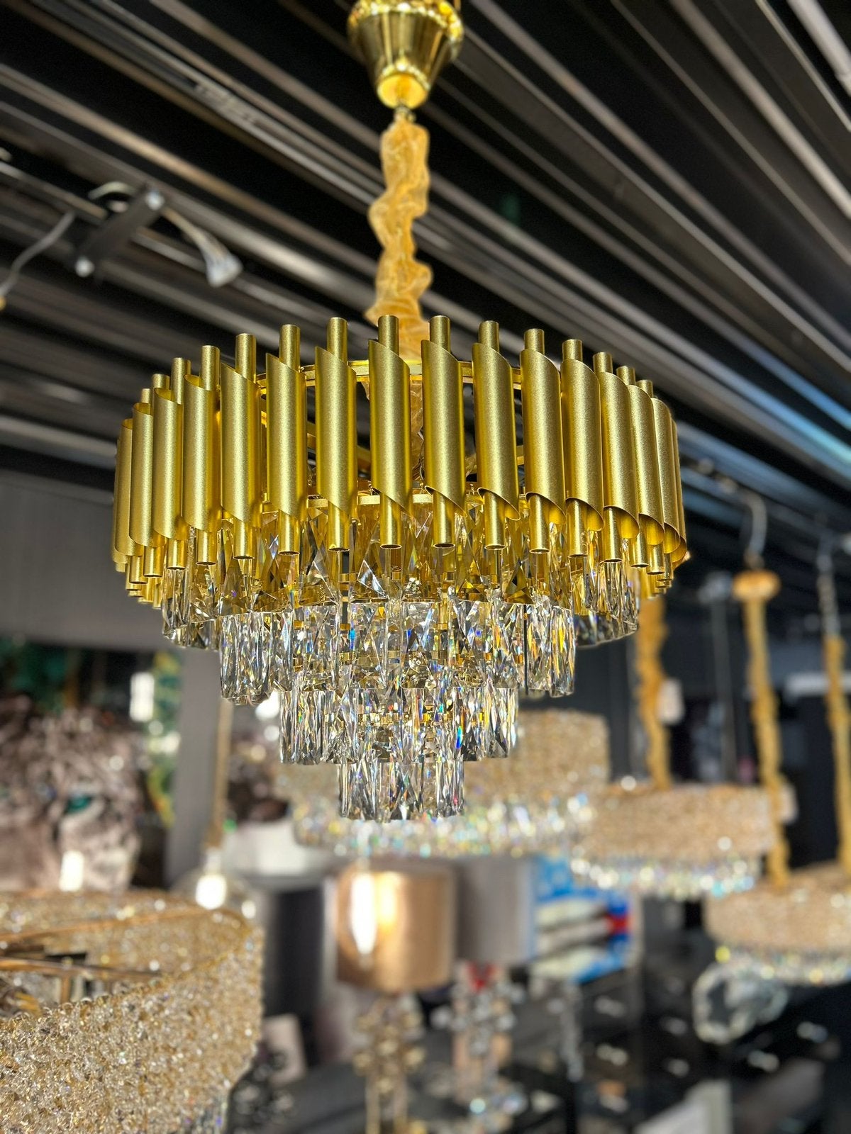 SALE hanglamp 45 cm goud eric kuster style lampen zakkroon, E14 (klein), Nieuw, Glas, Eric Kuster