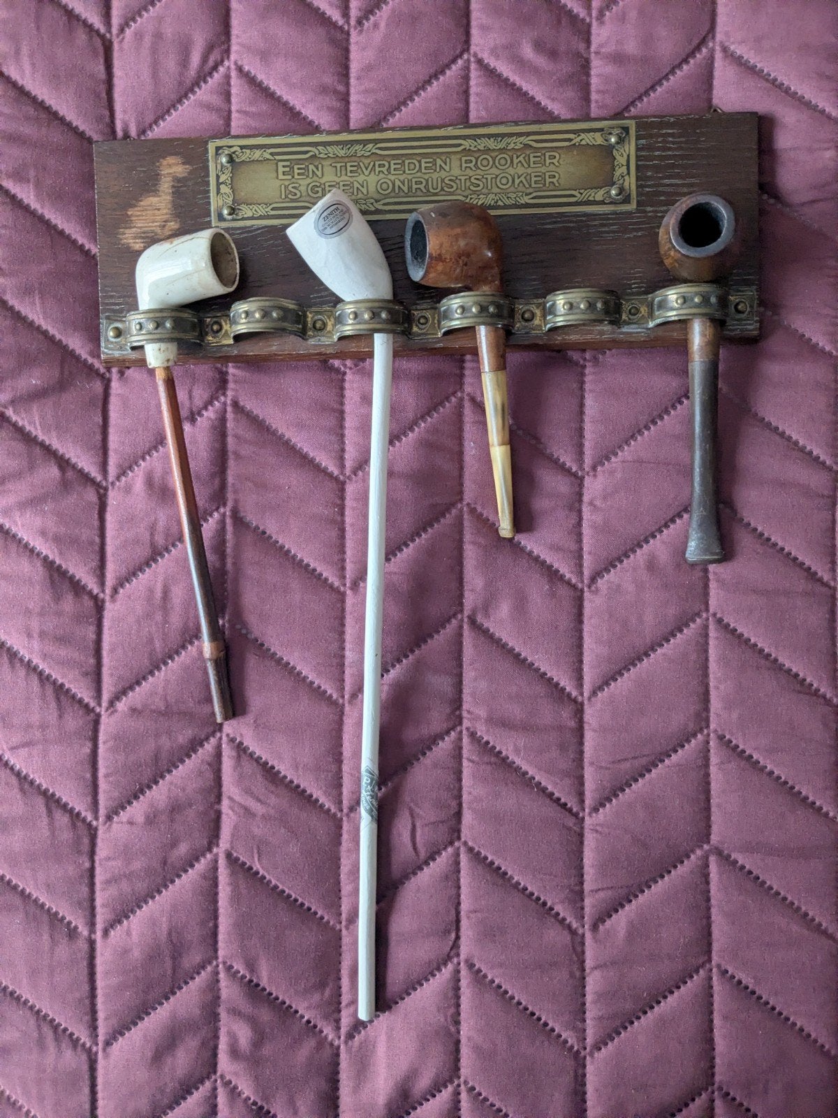 Vintage Pijpenrek met 4 Pijpen - Zenith Gouda, Ophalen of Verzenden, Gebruikt, (Water)pijp