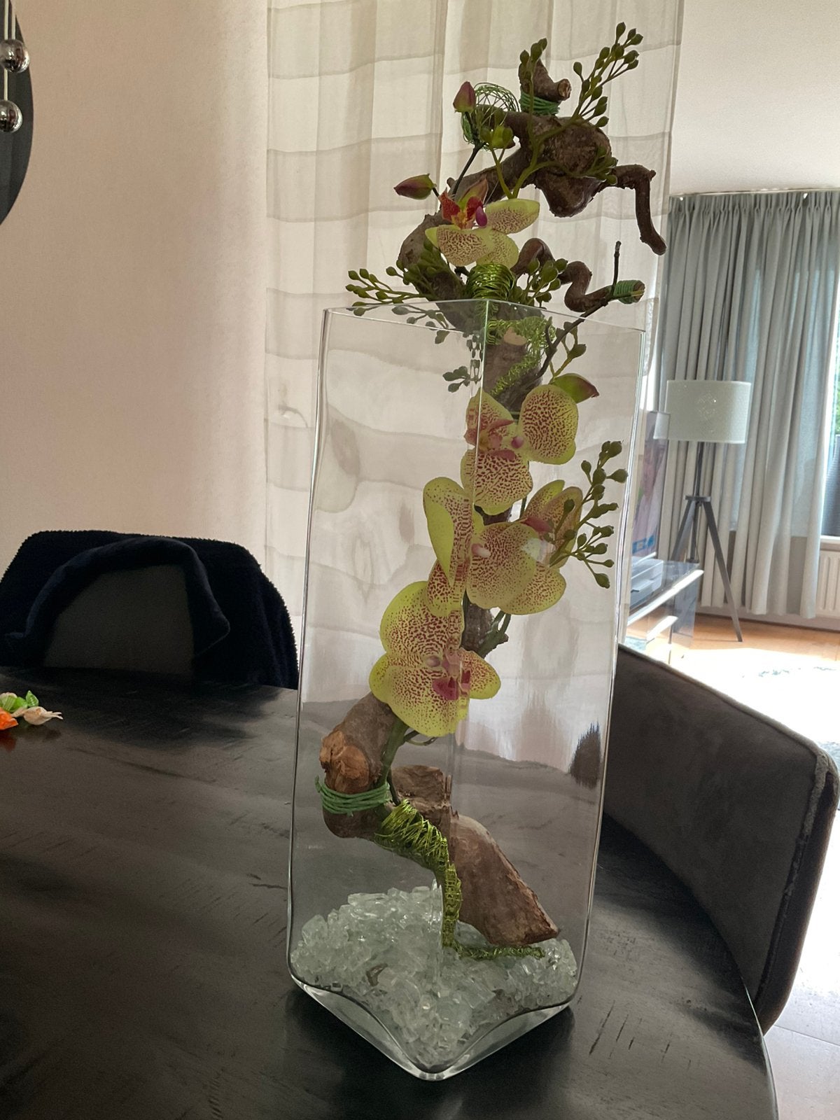 Prachtige tak met orchidee kunst, Ophalen of Verzenden, Zo goed als nieuw