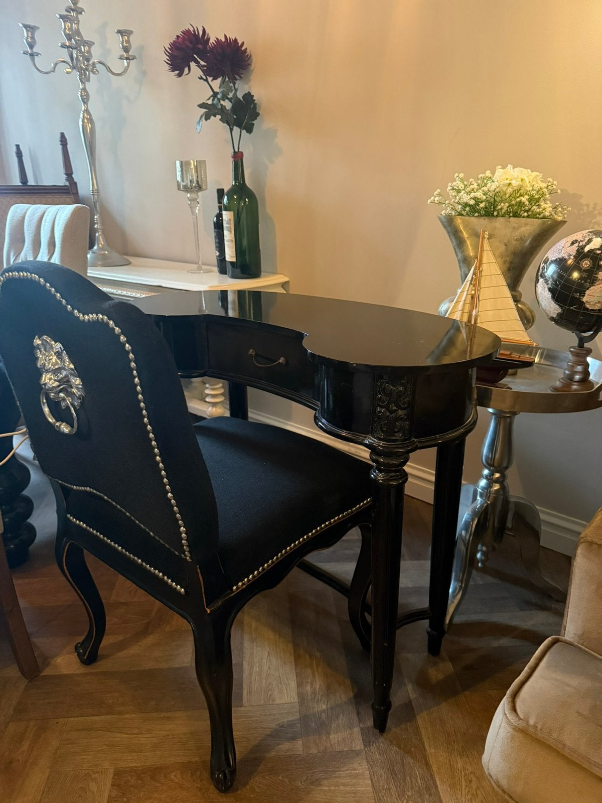 Exclusieve Eichholtz Kaptafel | Bureau Polished | Uniek!, Huis en Inrichting, Ophalen, 100 tot 150 cm, Minder dan 100 cm, Hout
