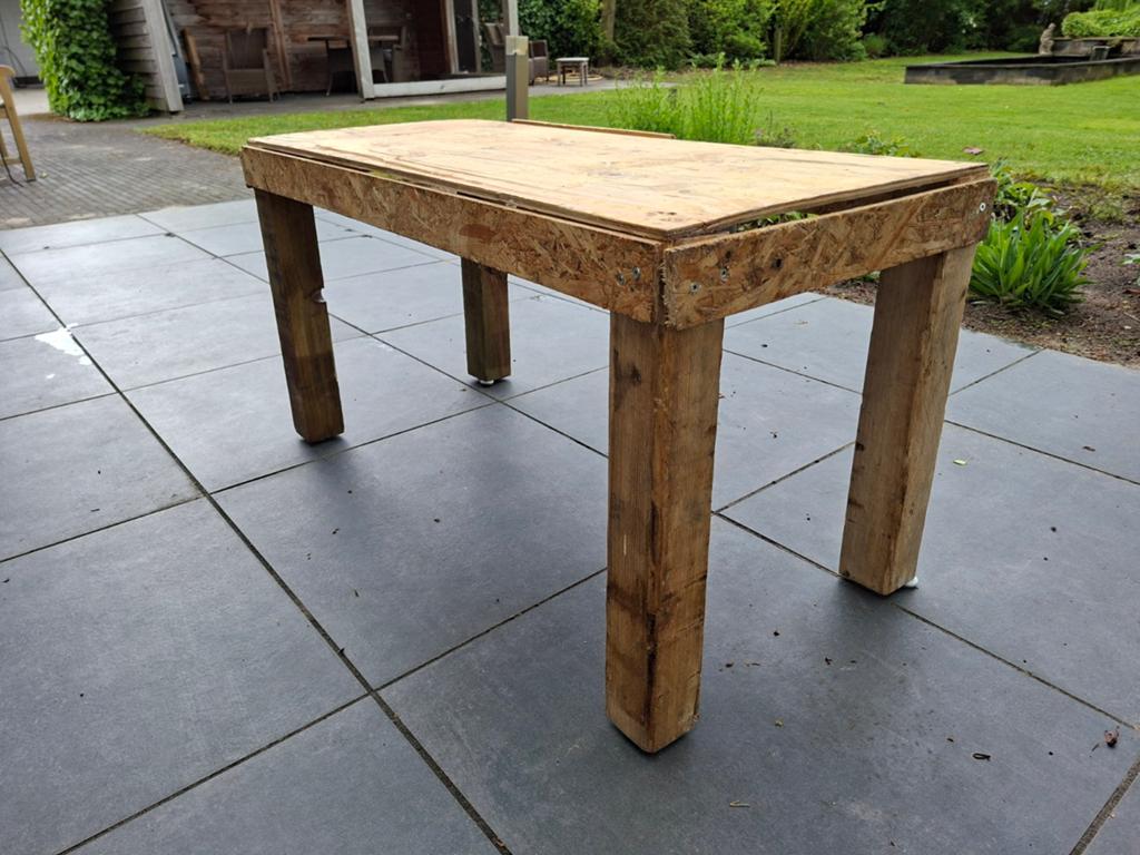 Mooie zelfgemaakte tuintafel, Ophalen, Rechthoekig