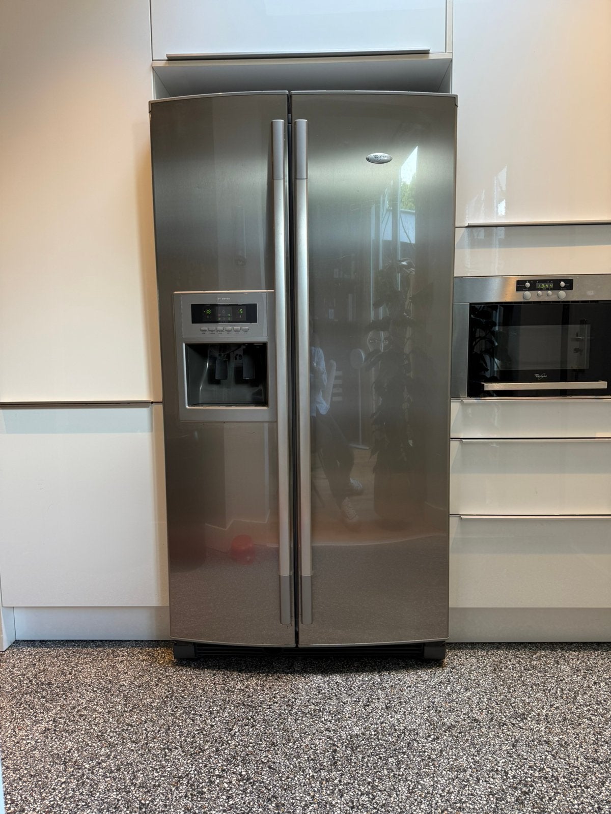 Whirlpool koelkast met vriesvak en water/ijsdispenser, Ophalen, Gebruikt, 200 liter of meer, 60 cm of meer