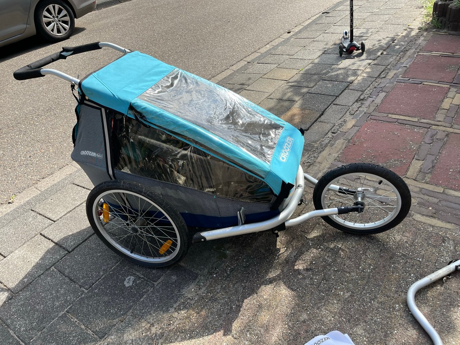 Croozer Kid Plus 1 fietskar/loopwagen incl 2 “fietshaken”, Ophalen, Gebruikt, Opvouwbaar, 20 tot 40 kg