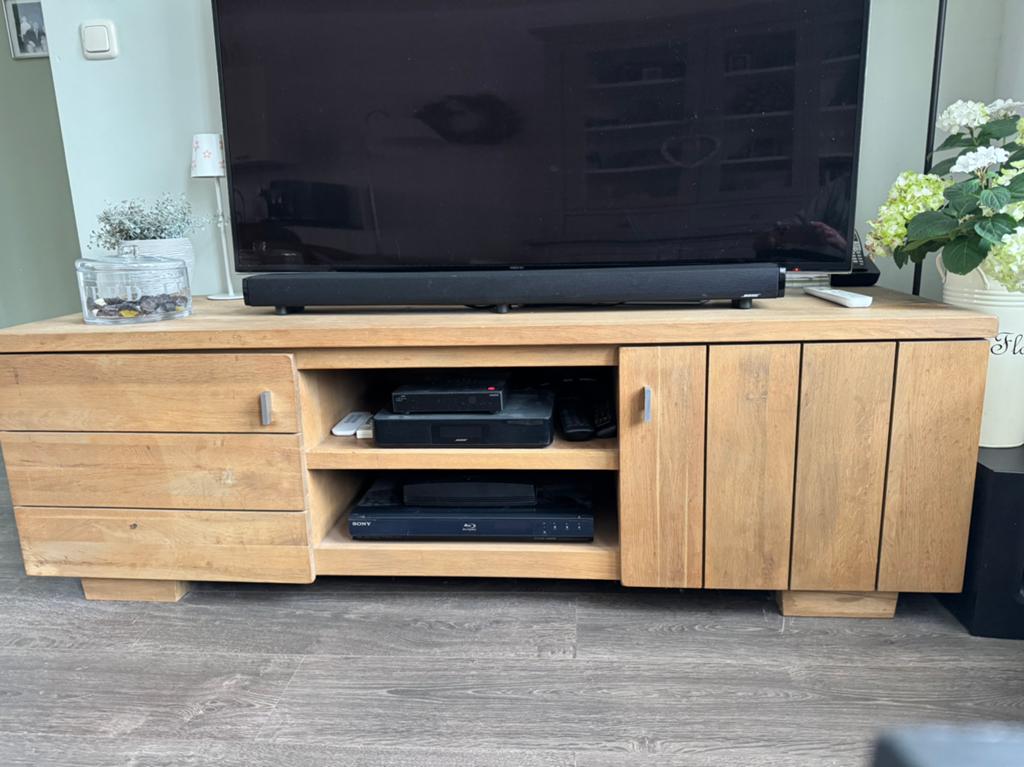 Tv meubel, Huis en Inrichting, Kasten | Televisiemeubels, Ophalen, Gebruikt, 150 tot 200 cm, Eikenhout