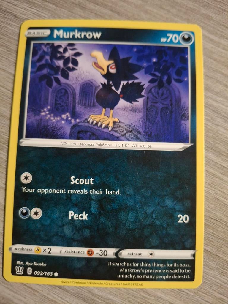Murkrow Pokémon Kaart - Darkness Pokémon (093/163), Ophalen of Verzenden, Zo goed als nieuw, Losse kaart