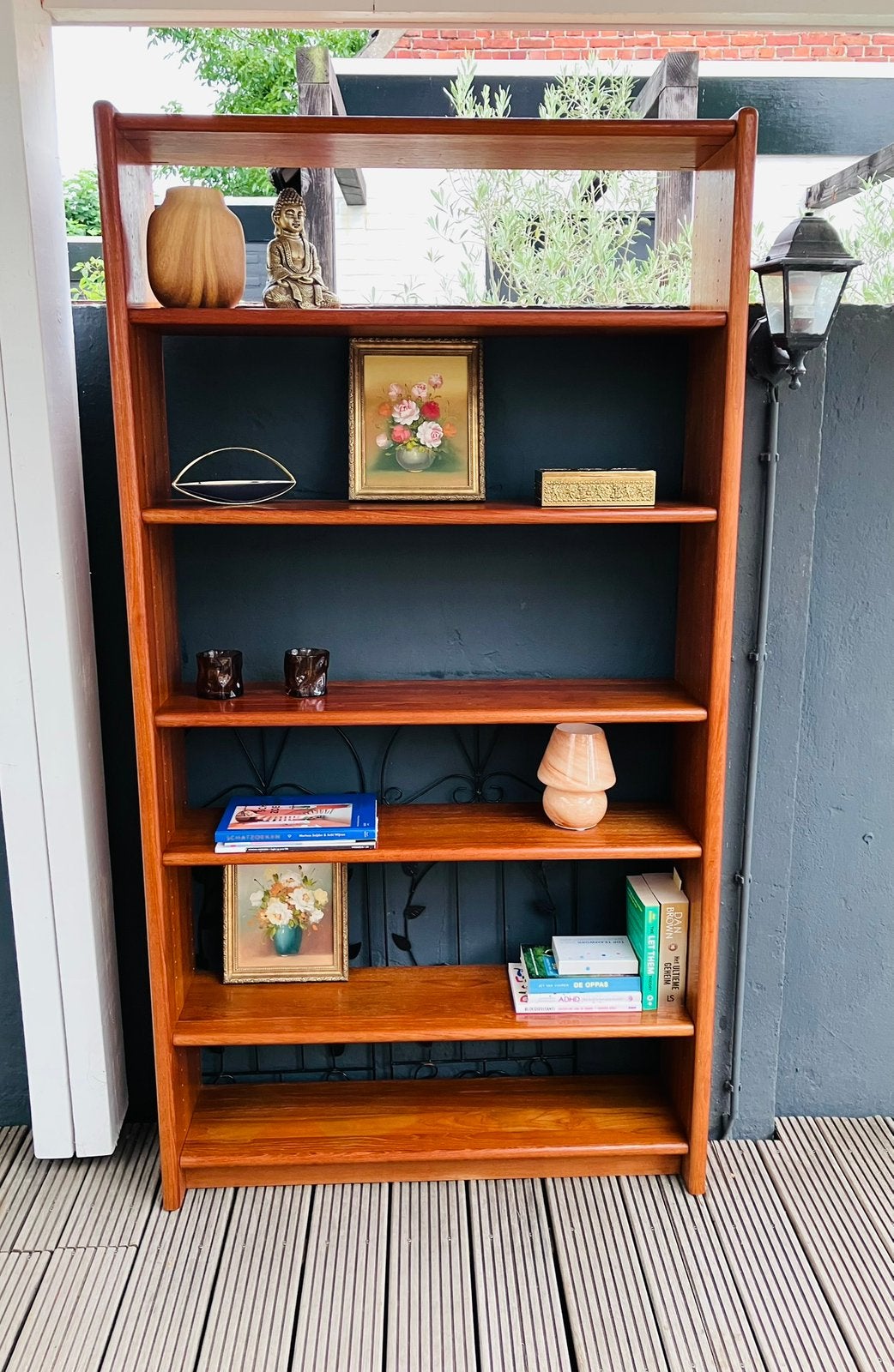 Prachtige XL vintage boekenkast van massief teak, Huis en Inrichting, Ophalen, Met plank(en), 100 tot 150 cm, Zo goed als nieuw