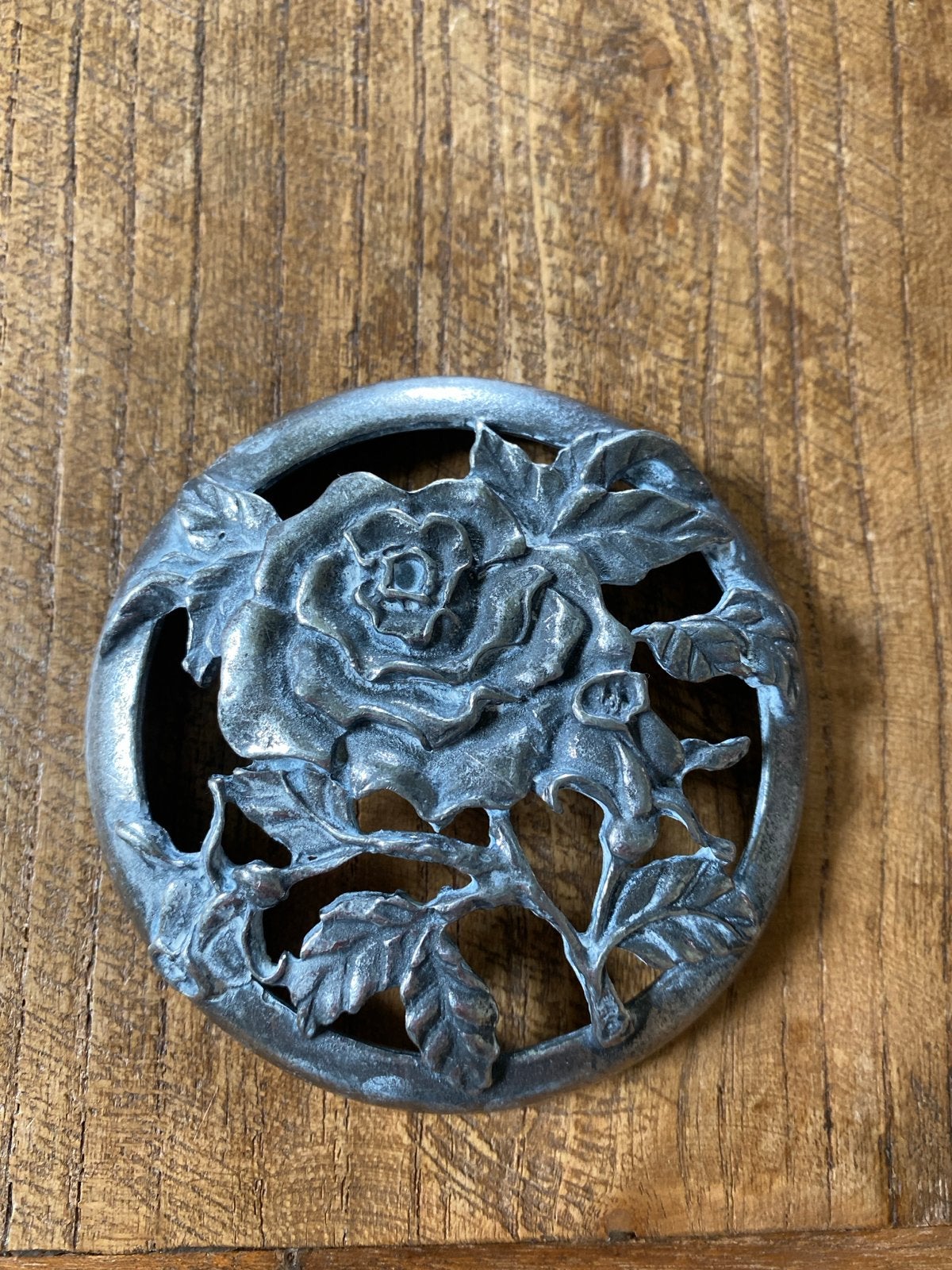 Mignon Pewter Onderzetter Roos Design, Ophalen of Verzenden