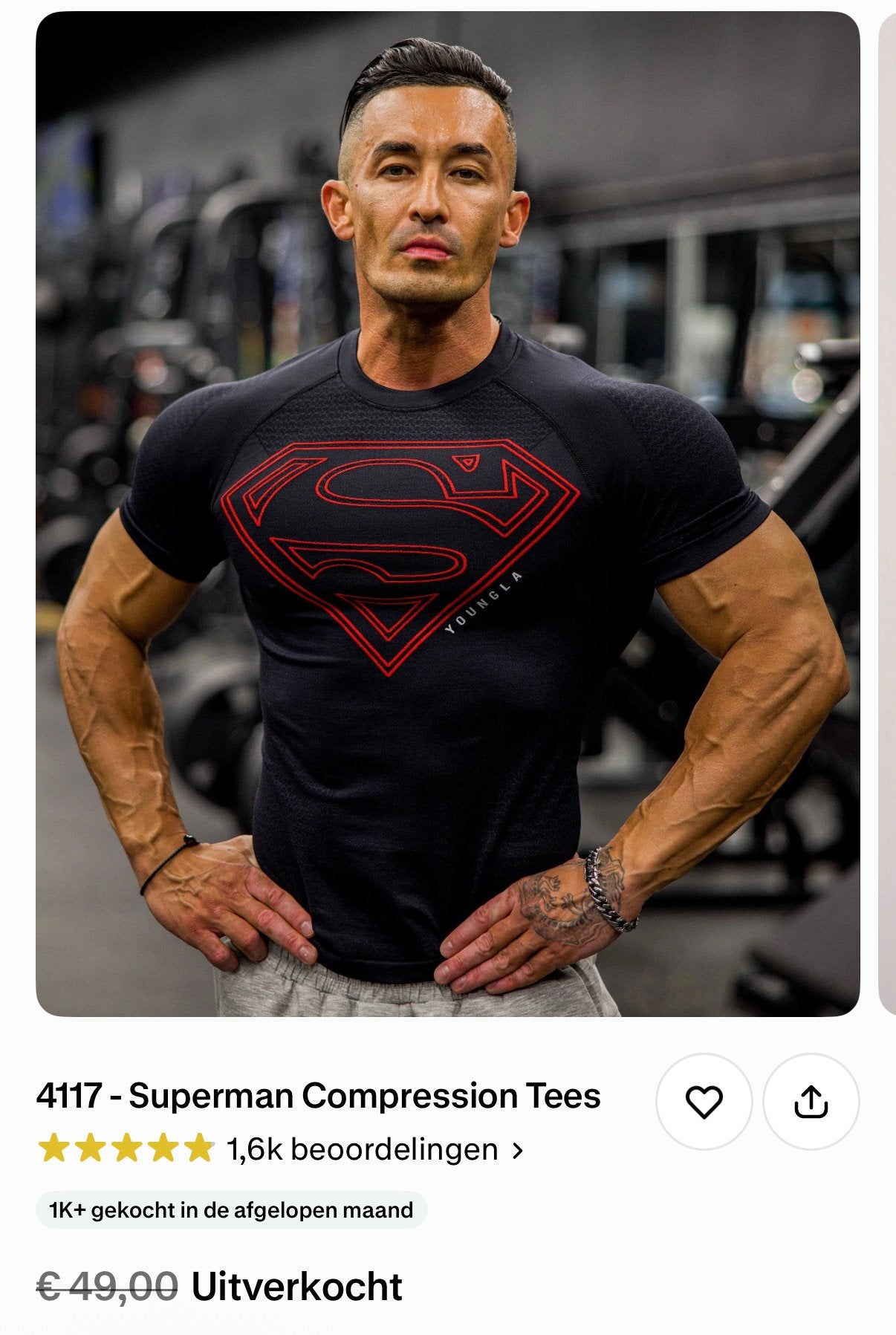 YoungLA Superman Compression Tee (4117) Black/Red Maat S, Ophalen of Verzenden, Nieuw, Maat 46 (S) of kleiner, Meerkleurig