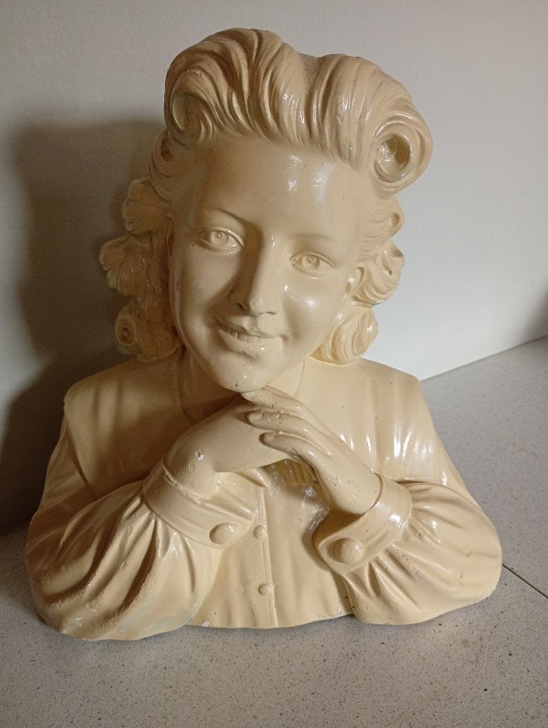 Vrouwen Buste gesigneerd, Art deco, Gips, Buste, Ophalen of Verzenden