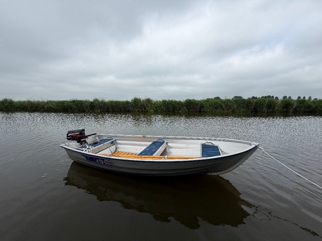 Visboot Linder 410 met 6 pk Mercury, Gebruikt, 4 m, Buitenboordmotor, Aluminium