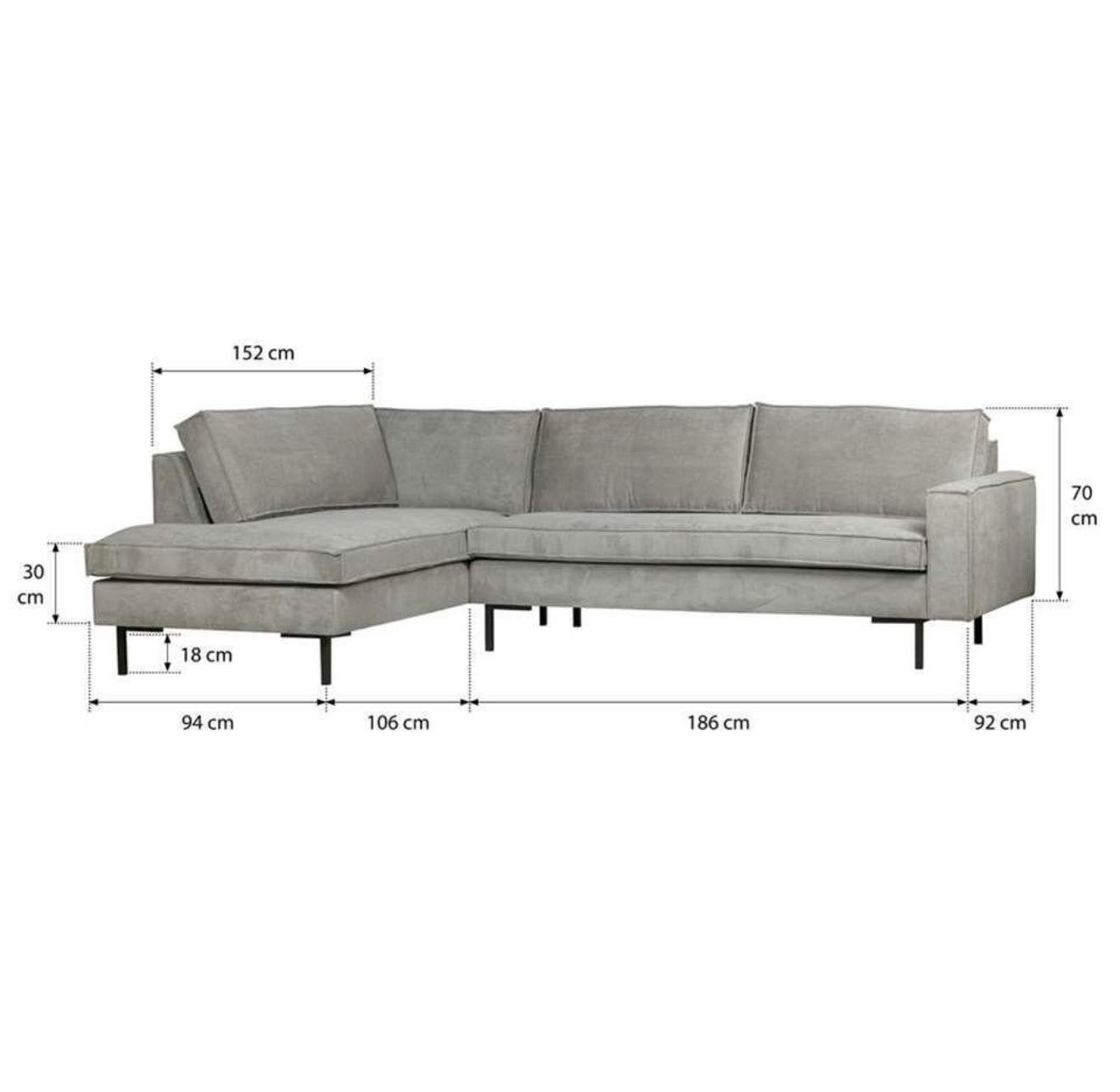 Moderne Hoekbank WOOOD Grijs Stof - Comfortabel en Ruim, 250 tot 300 cm, Hoekbank, Ophalen of Verzenden, Zo goed als nieuw