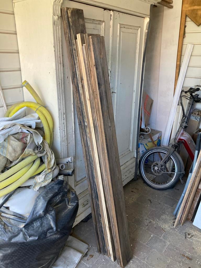 houten planken vloerdelen , mes en groef, Doe-het-zelf en Verbouw, Hout en Planken, Ophalen, Gebruikt, 25 tot 50 mm, Plank