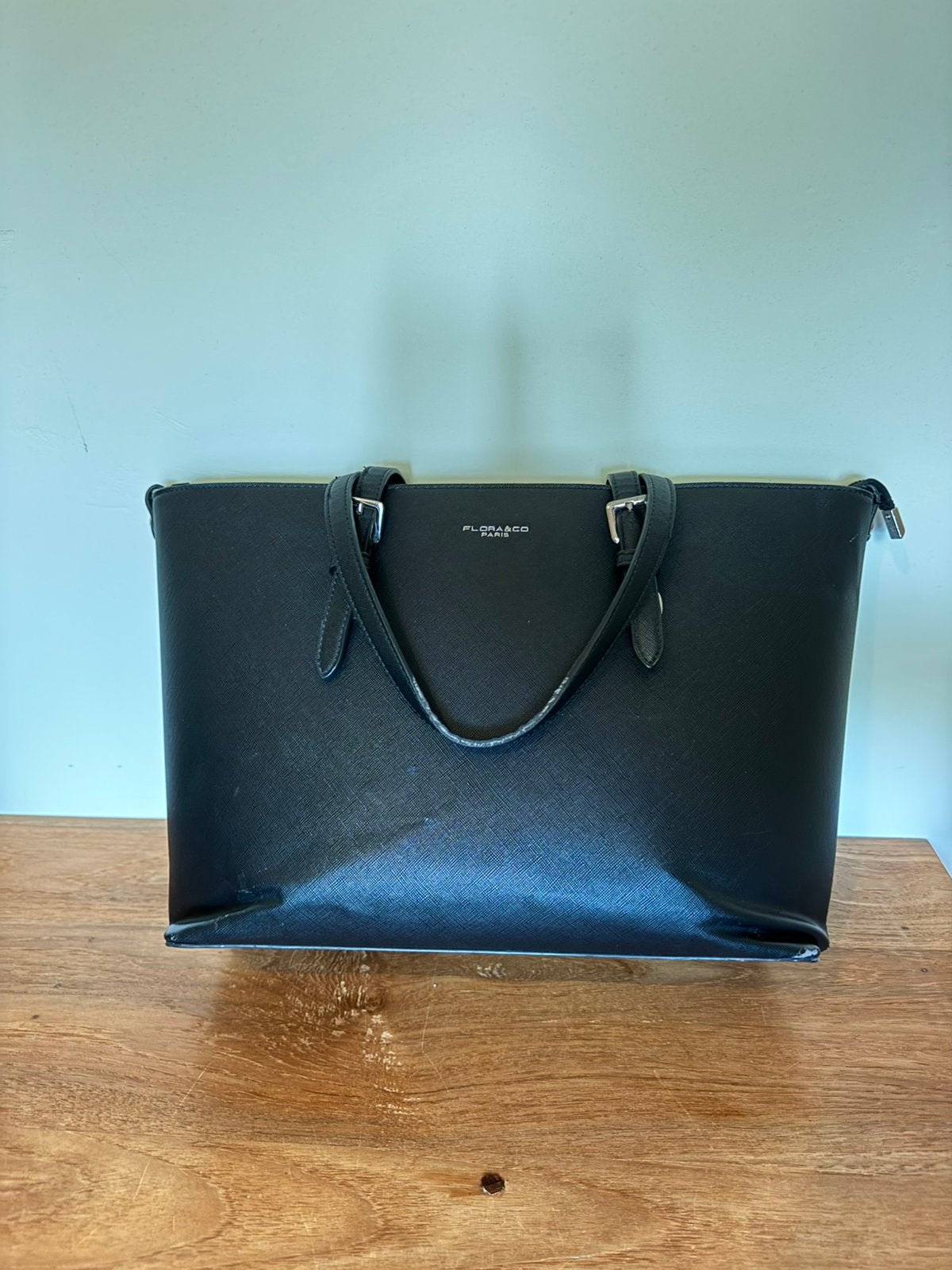 Schooltas Flora & Co leder, Sieraden, Tassen en Uiterlijk, Ophalen of Verzenden, Gebruikt, Zwart, Handtas