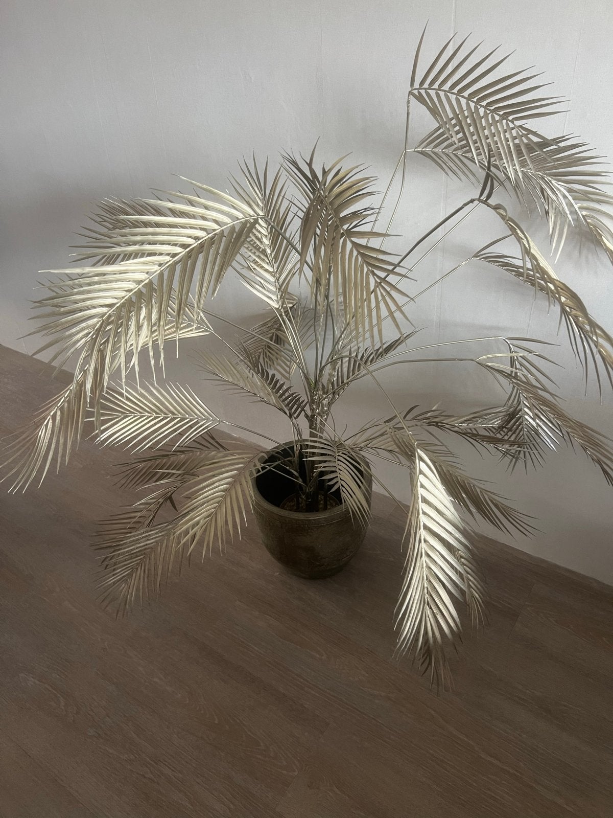 Grote gouden kunstpalm in pot, Ophalen, Binnen, Kunstplant, Zo goed als nieuw