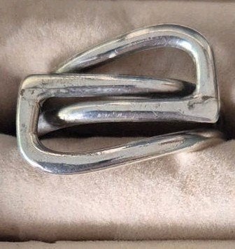 Zilveren ring, vintage design, 925 sterling silver, Gebruikt, 19 tot 20, Ophalen of Verzenden, Dame