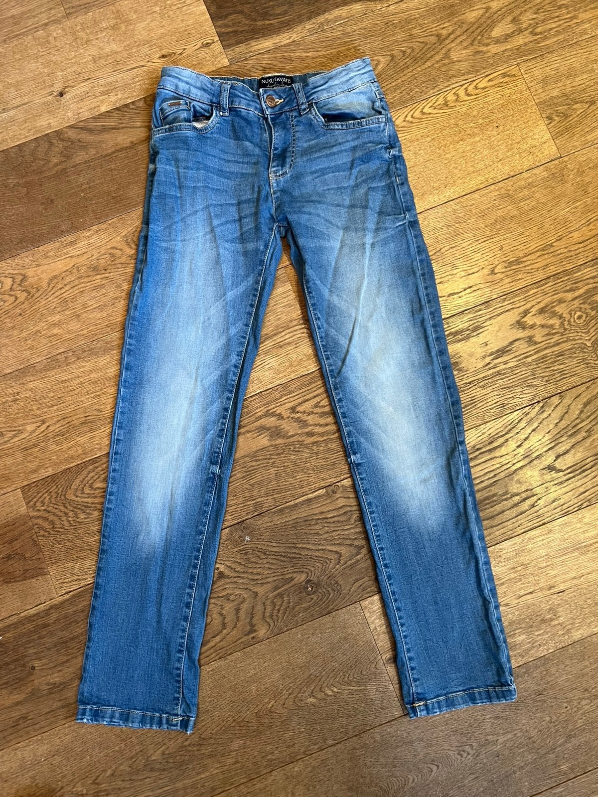Spijkerbroek stretch maat 140 Nukutavake - zgan, Broek, Jongen of Meisje, Zo goed als nieuw, Nukutakave