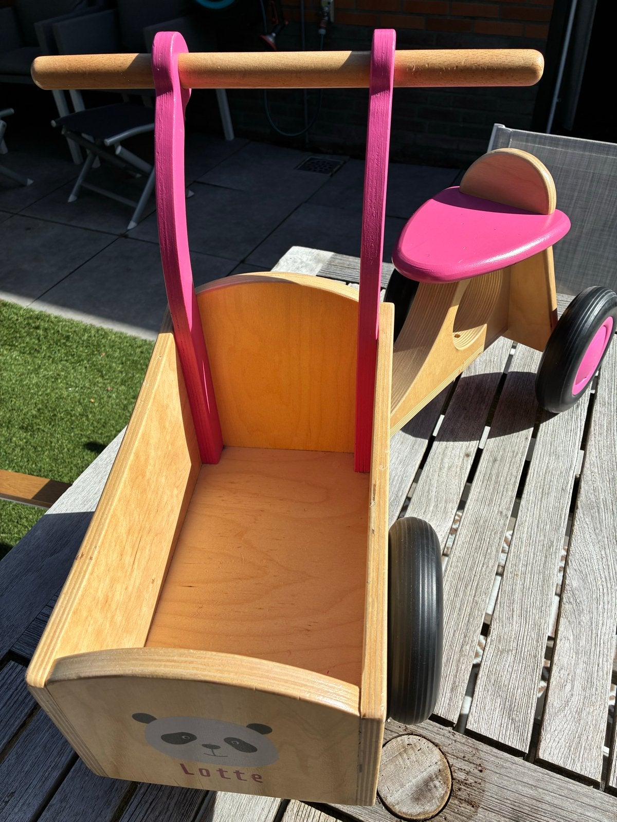 Van Dijk Toys Houten kinder bakfiets loopfiets, Ophalen, Gebruikt