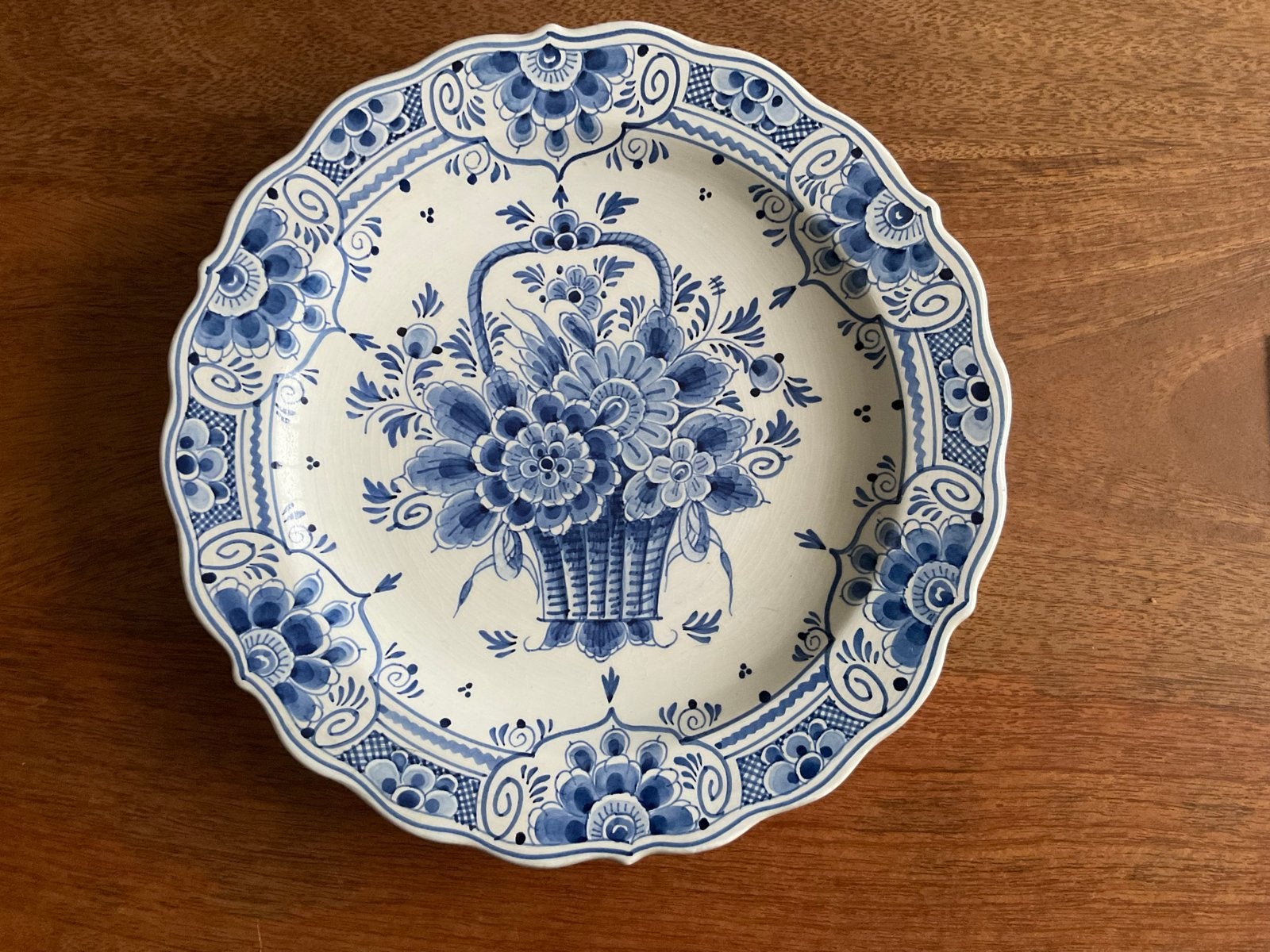 Delfts Blauw Wandbord De Pauw Handgeschilderd 24 cm, Antiek en Kunst, Ophalen of Verzenden