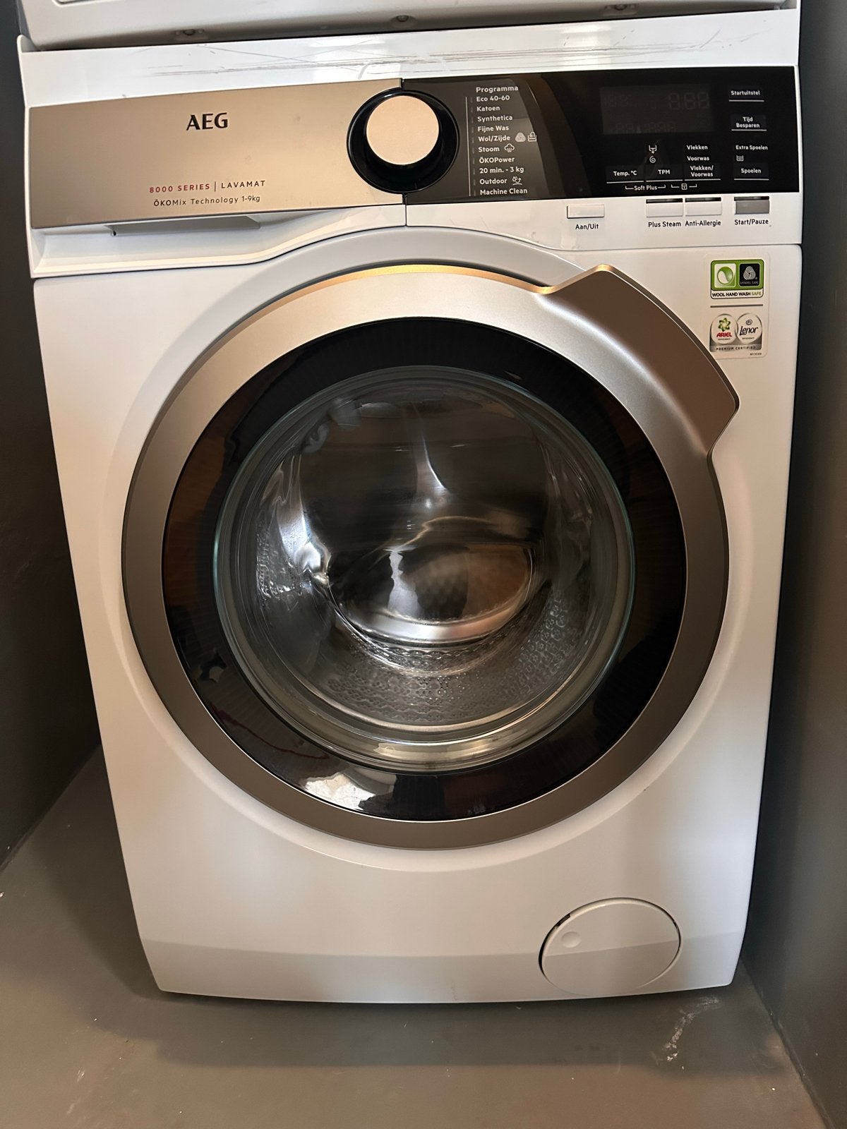 AEG 8000 serie wasmachine en warmtepompdroger set, 8 tot 10 kg, Ophalen, Zo goed als nieuw, 85 tot 90 cm