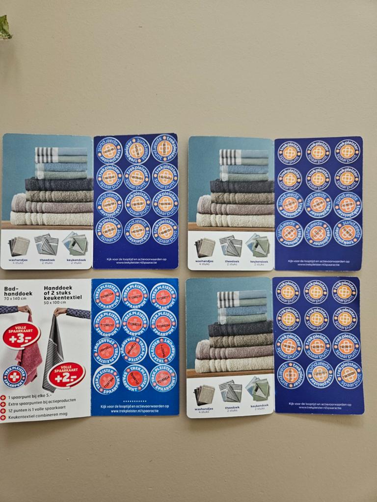 4 volle boekjes Trekpleister voor badtextiel 1,50 pst, Ophalen of Verzenden, Winkel, Super of Benzinepomp, Volle spaarkaart