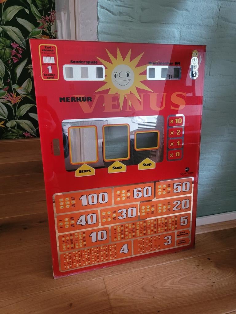 Oude gokkast glasplaat Merkur Venus, Verzamelen, Automaten | Gokkasten en Fruitautomaten, Ophalen of Verzenden, Gebruikt