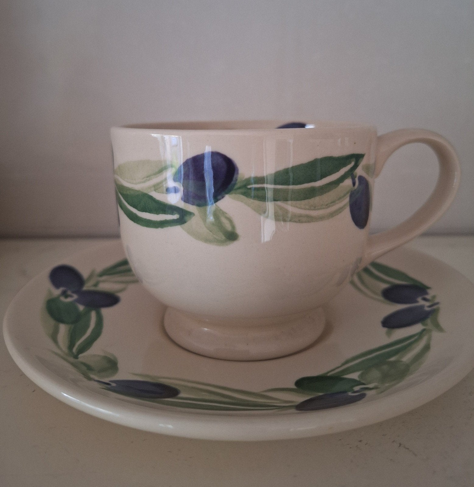 Emma Bridgewater vintage kop en schotel olives, Ophalen of Verzenden